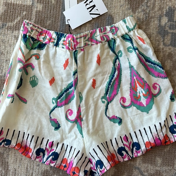 Zara Mexico drawstring abstract shorts with beaded detail size S BNWT - Picture 5 of 5
